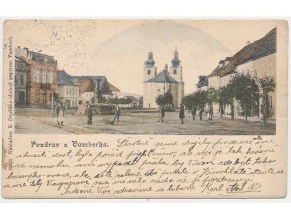 57 - Rychnovsko, Vamberk, oživená partie z náměstí, cca 1902