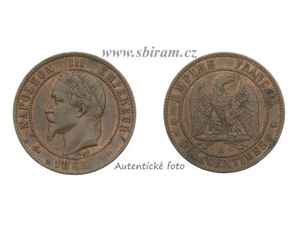 Francie, mince 10 Centimes, 1863, stav 1/1