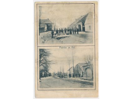 51 - Praha-západ, Ptice, 2 záběr oživených partií z obce, cca 1920