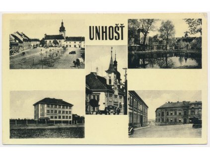 27 - Kladensko, Unhošť, 5 - ti záběr dominant města, cca 1940