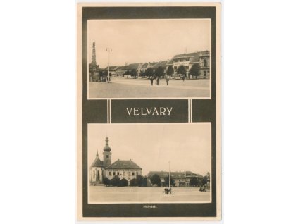 27 - Kladensko, Velvary, 2 záběr, oživené partie z náměstí, cca 1933
