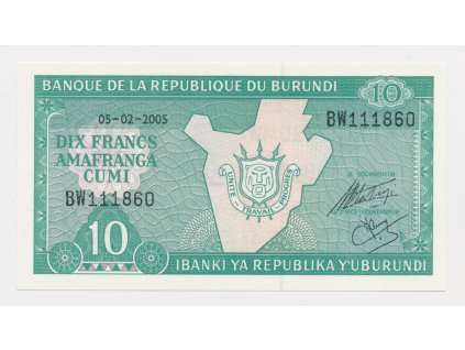 Burundi, 10 Franků, 2005, stav UNC