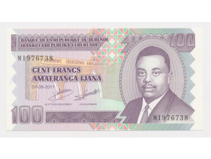 Burundi, 100 Franků, 2011, stav UNC