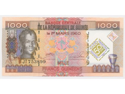 Guinea, 1000 Franků, 2010, stav UNC
