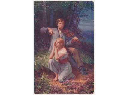 Námětová pohlednice, Kde domov můj, A. Liebscher, cca 1915