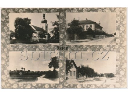 19 - Královéhradecko, Osice, 4záběr dominant, cca 1925 (prošlé poštou v r.1952)