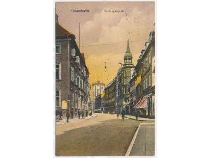 Dánsko, Kodaň (København), Købmagergade, oživená ulice, cca 1925