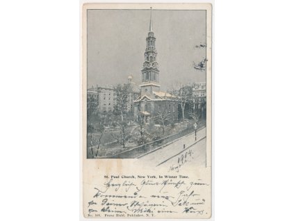 USA, New York, St. Paul Church, In winter time, cca 1904