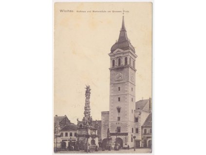72 - Vyškov, Rathaus und Mariensäule am Grossen Platz, cca 1908