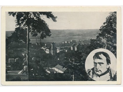 72 - Vyškovsko, Slavkov u Brna, koláž s celkovým pohledem, cca 1947