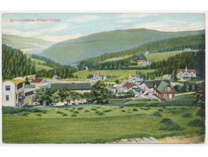 66 - Trutnovsko, Špindlerův Mlýn, Bedřichov, celkový pohled, cca 1909