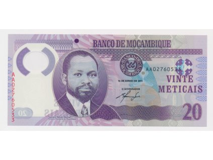 Mosambik, 20 Meticais, 2011, stav UNC