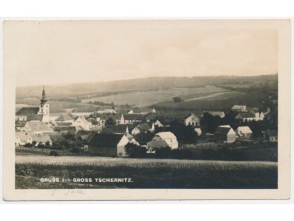 34 - Lounsko, Velká Černoc (Gross Tschernitz), celkový pohled, cca 1928