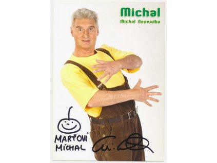 Nesvadba Michal (1957), herec (mim), propagační karta s vlastn. podpisem