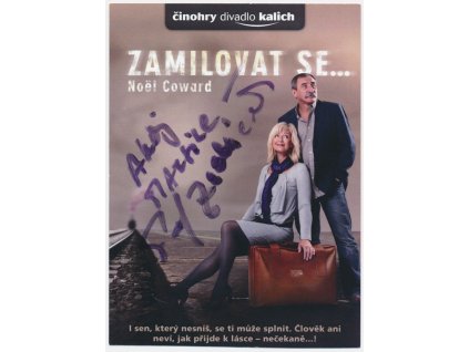 Zedníček Pavel (1949), herec, propagační karta divadla Kalich s vl. podpisem