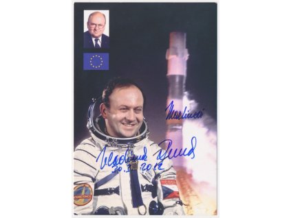 Remek Vladimír (1948), vojenský pilot a kosmonaut, karta s vlastn. podpisem