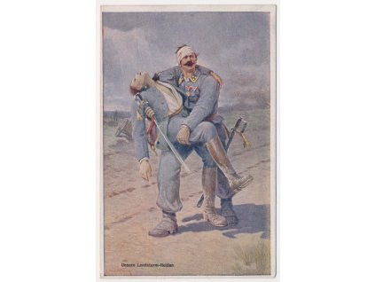 Vojenská pohlednice, Unsere Landsturm-Helden, cca 1918