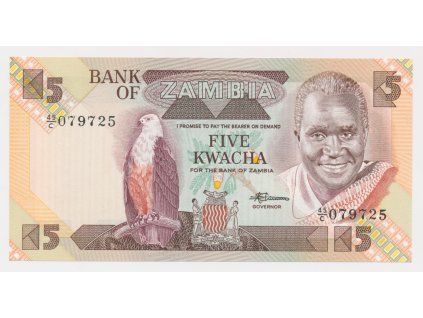 Zambie, 5 Kwacha, stav UNC