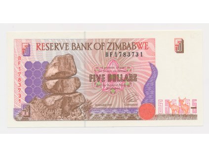 Zimbabwe, 5 Dollars, 1997, stav UNC