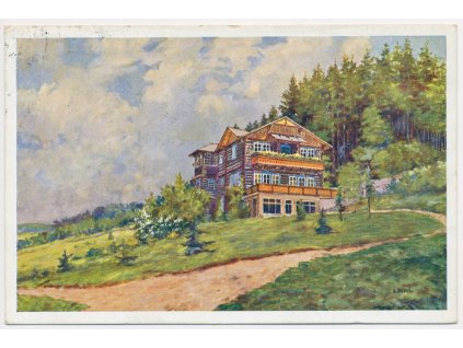 38 - Náchodsko, Dlouhé-Rzy, chata, Prof. K. Beneš, cca 1937