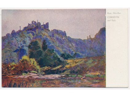 74 - Znojemsko, Cornštejn, pohled na zříceninu hradu, R. Havelka, cca 1922