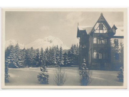 Slovensko, Tatranská Polianka, Villa Marianna a Gerlachovský štít, cca 1930