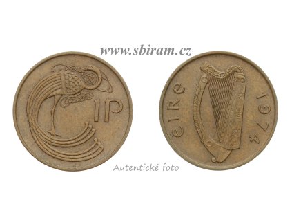 Irsko, mince 1 Pence, 1974, stav 1/1...viz autentické foto