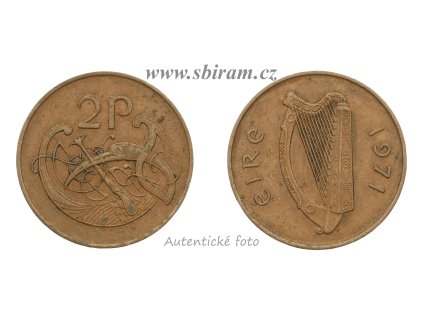 Irsko, mince 2 Pence, 1971, stav 1/1...viz autentické foto