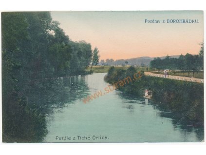 57 - Rychnovsko, Borohrádek, partie z Tiché Orlice, cca 1910