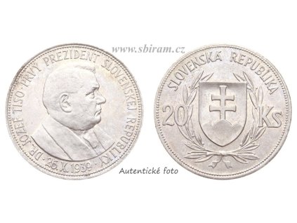 SR, mince 20 Koruna 1939, Dr. Jozef Tiso, stav -0/0-