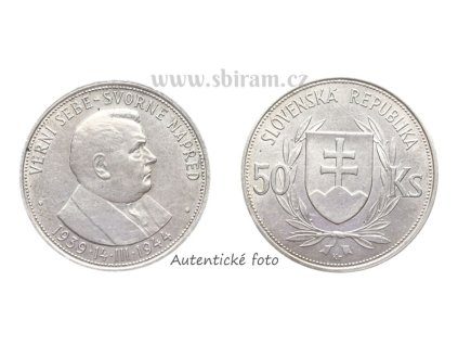 SR, mince 50 Koruna 1944, 5. výročí vzniku Slovenské republiky, stav -0/0-