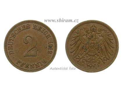 Německo, mince 2 Pfennig, 1912 A, stav 1/1...viz autentické foto