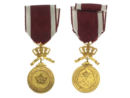 Belgie, Královský Řád koruny, dvojjazyčná medaile, stuha, stav 1/1/1