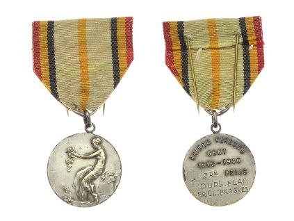 Belgie, AE pamětní medaile města Gent, 1945-1946, stuha, stav 1/1/1