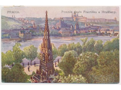 49 - Praha, Pomník císaře Františka a Hradčany, cca 1917
