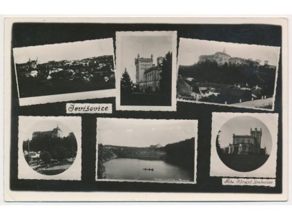 74 - Znojemsko, Jevišovice, 6-ti záběr s dominantami města, foto Chrást, 1936