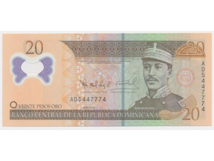 Dominikánská republika, 20 Pesos, 2009, polymerová bankovka, stav UNC
