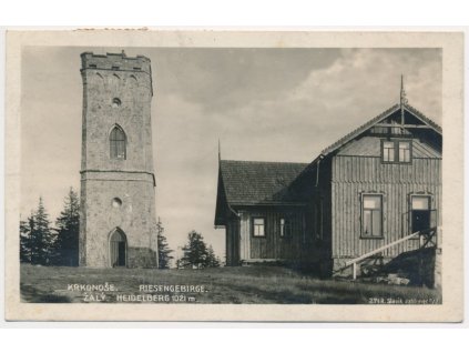 58 - Semilsko, Krkonoše, Žalý, partie u restaurace a rozhledny, cca 1934