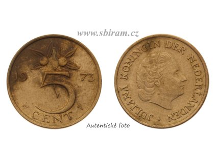 Nizozemsko, mince 5 Cents, 1973, stav 1/1...viz autentické foto