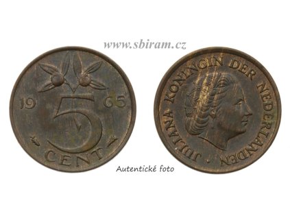 Nizozemsko, mince 5 Cents, 1965, stav 1/1...viz autentické foto