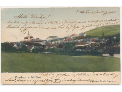 01 - Benešovsko, Miličín, celkový pohled, cca 1908