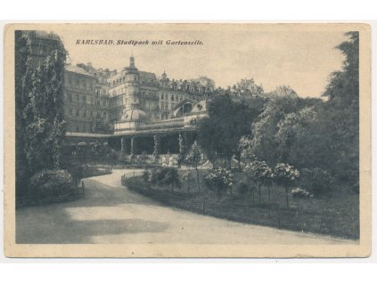 25 - Karlovy Vary (Karlsbad), Stadtpark mit Gartenzeile, cca 1930