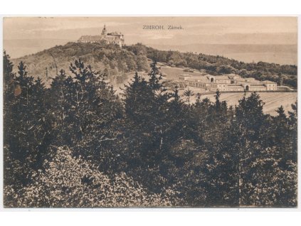 56 - Rokycansko, Zbiroh, pohled na zámek a okolí, cca 1926