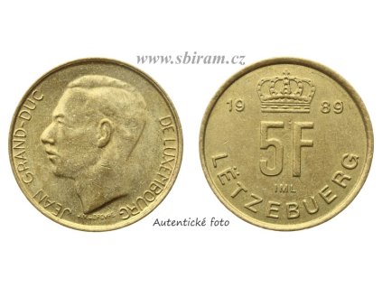 Lucembursko, mince 5 Franků, 1989, stav 1/1...viz autentické foto
