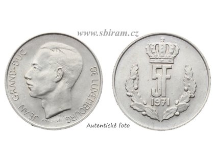 Lucembursko, mince 5 Franků, 1971, stav 1/1...viz autentické foto