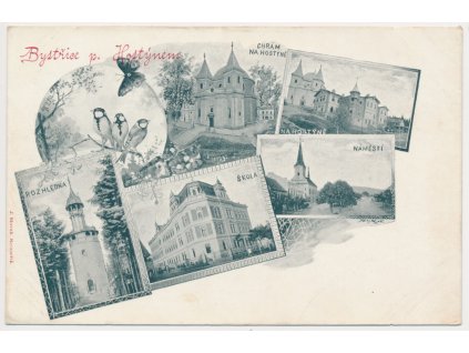 30 - Kroměřížsko, Bystřice pod Hostýnem, 6 - ti záběrová koláž, cca 1906