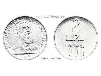 San Marino, mince 2 Lira, 1972, stav 1/1...viz autentické foto