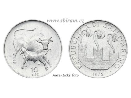 San Marino, mince 10 Lira, 1972, stav 1/1...viz autentické foto