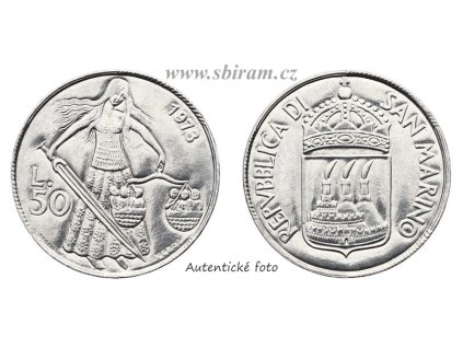 San Marino, mince 50 Lira, 1973, stav 1/1...viz autentické foto