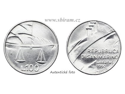 San Marino, mince 100 Lira, 1990, stav 1/1...viz autentické foto